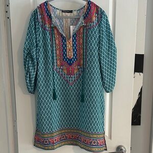 🆕 Bohemian Blue Patterned Dress